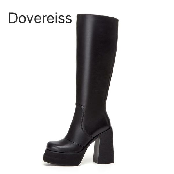 boots dovereiss fashion women's shoes winter goth platform zipper pure color genuine leather knee high block heels, Black
boots dovereiss fashion women's shoes winter goth platform zipper pure color genuine leather knee high block heels, Black