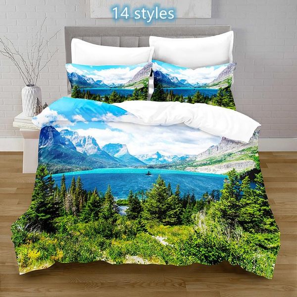 bedding sets 100% polyester lake scenery duvet cover digital printing set with pillowcase bed
bedding sets 100% polyester lake scenery duvet cover digital printing set with pillowcase bed