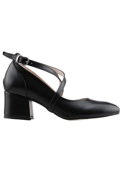 sandals women's black skin 5 cm heel shoes 544-1121