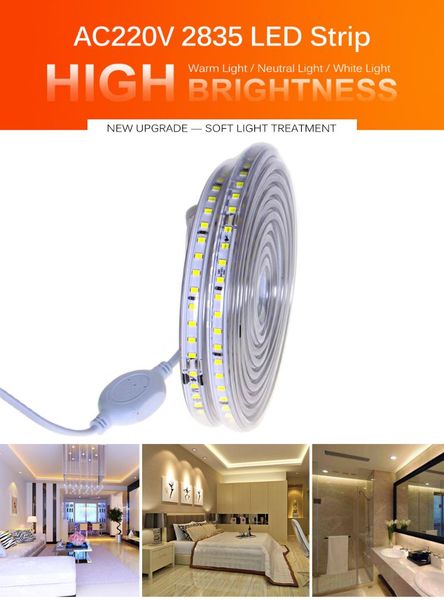 led strip 220v 2835 high safety brightness 120leds/m tape diode waterproof led light strip 220v for outdoor room with switch
led strip 220v 2835 high safety brightness 120leds/m tape diode waterproof led light strip 220v for outdoor room with switch