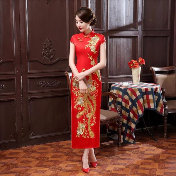 shanghai story phoenix embroidery long cheongsam qipao dress chinese traditional clothing oriental dresses 3 color, Red
shanghai story phoenix embroidery long cheongsam qipao dress chinese traditional clothing oriental dresses 3 color, Red