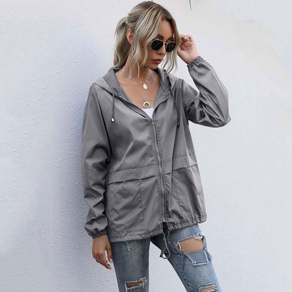 women's jackets 2021 autumn hooded waterproof jacket women female loose coat plus size zipper for, Black;brown
women's jackets 2021 autumn hooded waterproof jacket women female loose coat plus size zipper for, Black;brown