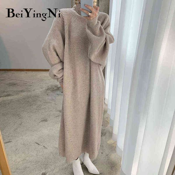 beiyingni autumn winter women's turtleneck sweater dress knitted thicken warm oversized dress loose korean chic vintage vestidos y1204, Black;gray
beiyingni autumn winter women's turtleneck sweater dress knitted thicken warm oversized dress loose korean chic vintage vestidos y1204, Black;gray