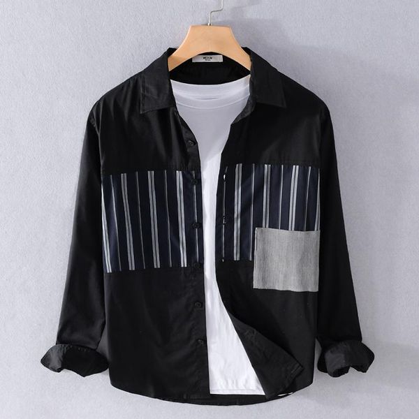 men's casual shirts design long sleeve patchwork men brand fashion comfortable shirt for chemise camisa, White;black
men's casual shirts design long sleeve patchwork men brand fashion comfortable shirt for chemise camisa, White;black