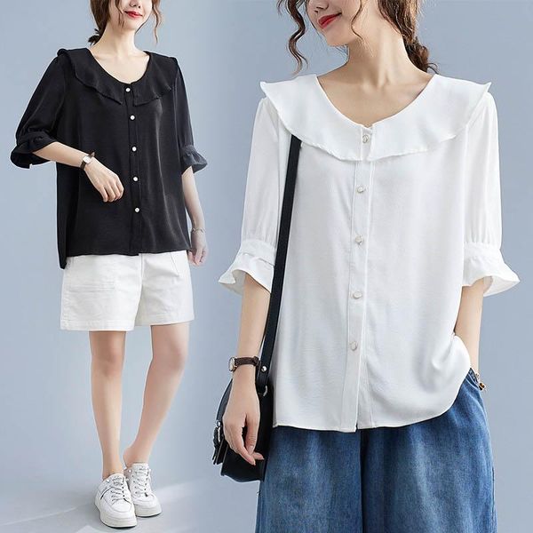 women's blouses & shirts 150kg plus size summer loose doll collar ruffle sleeve shirt bust 146cm 6xl 7xl 8xl 9xl sweet black white
women's blouses & shirts 150kg plus size summer loose doll collar ruffle sleeve shirt bust 146cm 6xl 7xl 8xl 9xl sweet black white