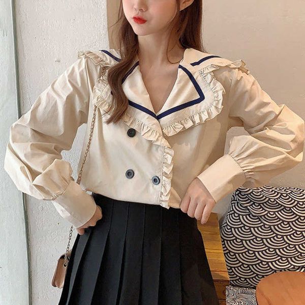 japanese chiffon blouse navy collar loose wooden ear double-row buckle long-sleeved shirt woman autumn winter 210604, White
japanese chiffon blouse navy collar loose wooden ear double-row buckle long-sleeved shirt woman autumn winter 210604, White