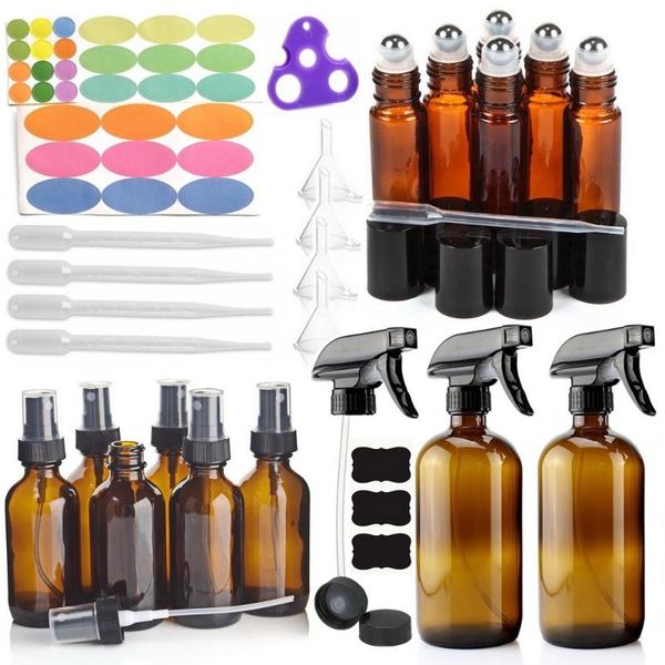 storage bottles & jars 14 pack empty brown glass spray bottle w/ 6-10ml roll on 6-60ml 2-500ml sprayer for essential oil cleaning amber
storage bottles & jars 14 pack empty brown glass spray bottle w/ 6-10ml roll on 6-60ml 2-500ml sprayer for essential oil cleaning amber
