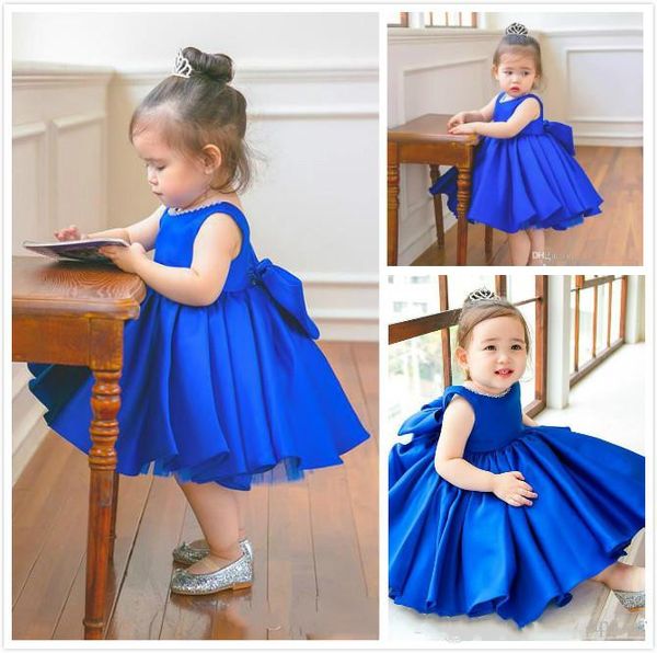 blue cute flower girls dresses jewel sleeveless pageant gowns satin with big bow ruffle knee-length custom made birthday party dresses, White;blue
blue cute flower girls dresses jewel sleeveless pageant gowns satin with big bow ruffle knee-length custom made birthday party dresses, White;blue