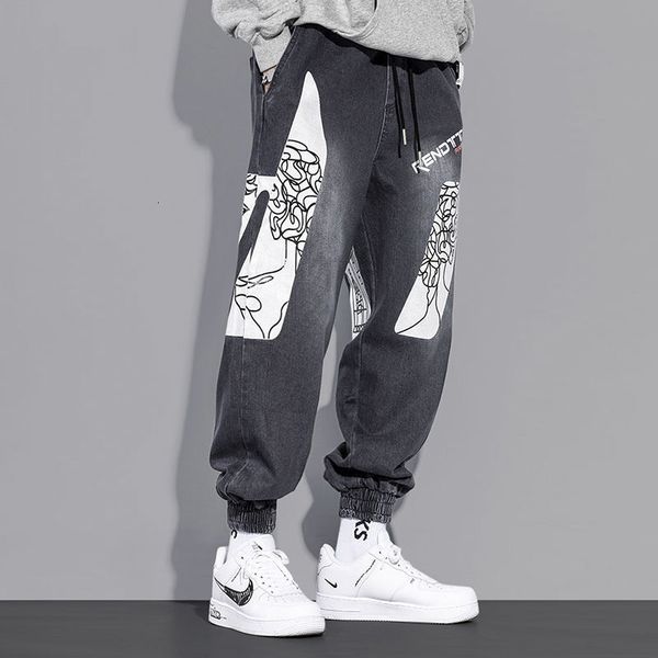 men's shorts cool printed jeans korean style fashion loose harem ankle-tied pants graffiti casual men trousers ankle banded denim, White;black
men's shorts cool printed jeans korean style fashion loose harem ankle-tied pants graffiti casual men trousers ankle banded denim, White;black