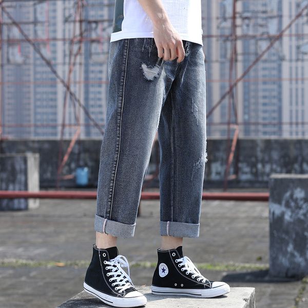 2021 new men fit classic male denim trousers ny straight elasticity qsqi, Blue