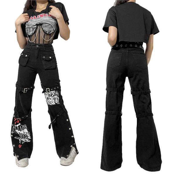 women's jeans women gothic cargo pants cyber y2k loose low waist trousers wide leg baggy harajuku nightclub streetwear autumn, Blue
women's jeans women gothic cargo pants cyber y2k loose low waist trousers wide leg baggy harajuku nightclub streetwear autumn, Blue