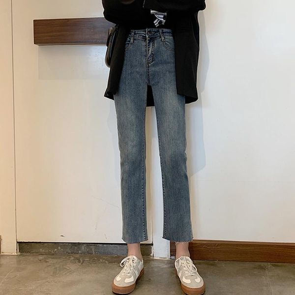 women's jeans high waisted spring clothing 2021 chic hong kong style small slim straight loose quarter pants, Blue
women's jeans high waisted spring clothing 2021 chic hong kong style small slim straight loose quarter pants, Blue