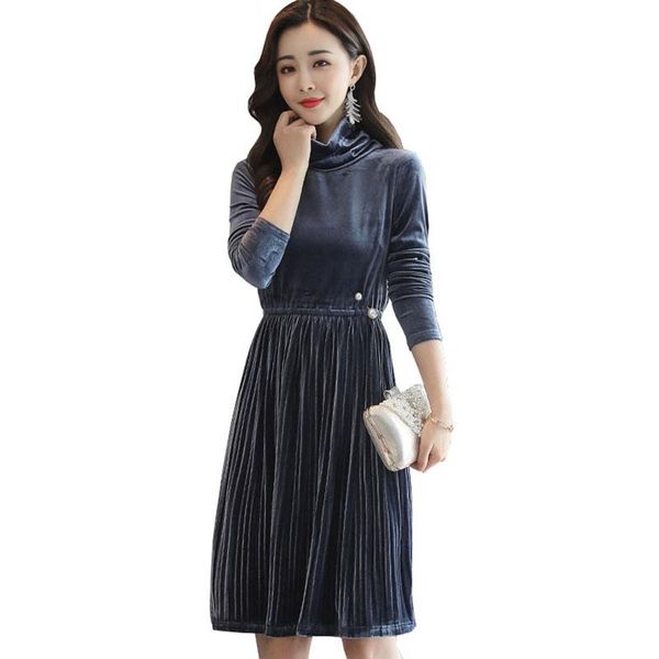casual dresses 2021 spring autumn dress women's large size fashion gold velvet female long sleeve pleated turtleneck qh1392, Black;gray
casual dresses 2021 spring autumn dress women's large size fashion gold velvet female long sleeve pleated turtleneck qh1392, Black;gray