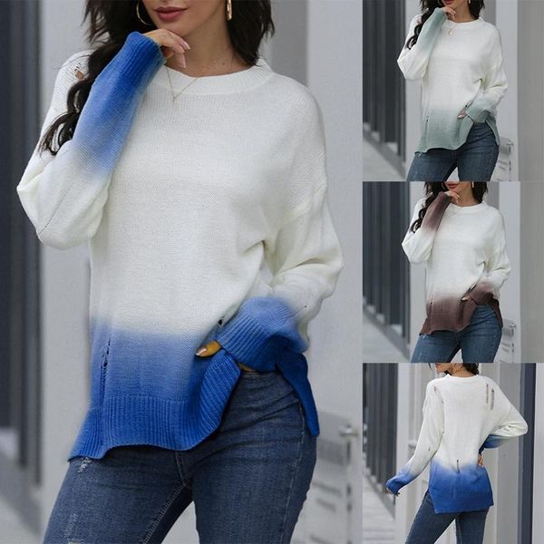 women's sweaters gradient color sweater women fall winter long-sleeve pullover ripped sexy, White;black
women's sweaters gradient color sweater women fall winter long-sleeve pullover ripped sexy, White;black