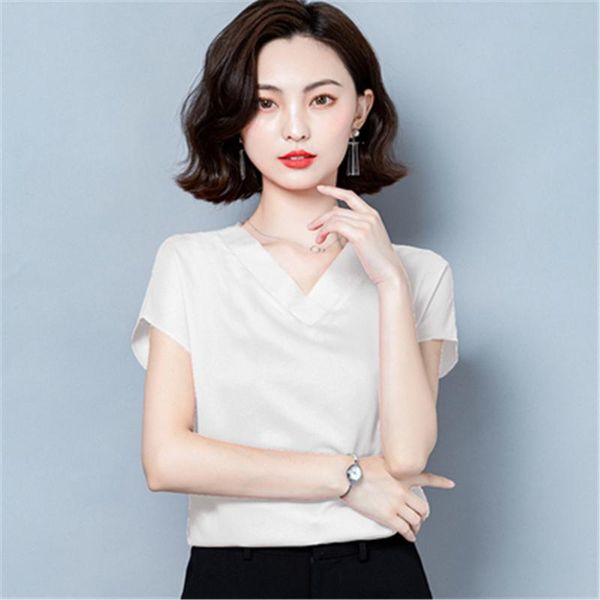women's blouses & shirts office lady solid v-neck blouse women summer 2021 short sleeve casual silk satin plus size -4xl loose clothe, White
women's blouses & shirts office lady solid v-neck blouse women summer 2021 short sleeve casual silk satin plus size -4xl loose clothe, White