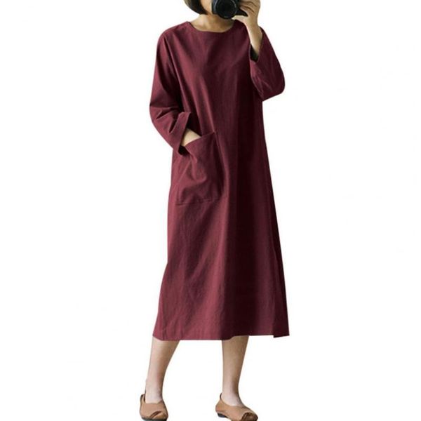 casual dresses loose women midi dress o-neck long sleeve solid color front pocket split hem spring autumn ladies streetwear, Black;gray
casual dresses loose women midi dress o-neck long sleeve solid color front pocket split hem spring autumn ladies streetwear, Black;gray
