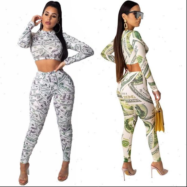 women dollar print 2 piece set long sleeve o neck crop pants bodycon casual suit female slim outfits tracksuit, Gray
women dollar print 2 piece set long sleeve o neck crop pants bodycon casual suit female slim outfits tracksuit, Gray