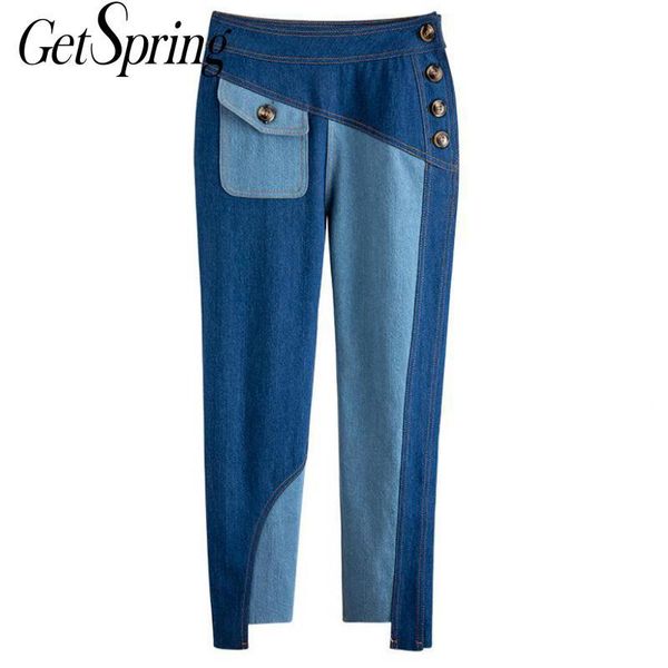 women's jeans getspring women color matching irregular high waist pants asymmetry casual denim trousers fashion 2021, Blue
women's jeans getspring women color matching irregular high waist pants asymmetry casual denim trousers fashion 2021, Blue
