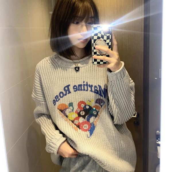 women's sweaters (in stock*) heavy thick needle curled billiards printed outline pullover lazy sweater, White;black
women's sweaters (in stock*) heavy thick needle curled billiards printed outline pullover lazy sweater, White;black