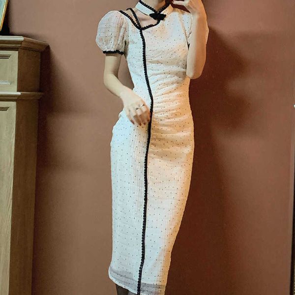 summer women dress casual elegant mandarin collar chinese buckle slim short dresses lantern sleeve design retro cheongsam dress 210527, Black;gray
summer women dress casual elegant mandarin collar chinese buckle slim short dresses lantern sleeve design retro cheongsam dress 210527, Black;gray