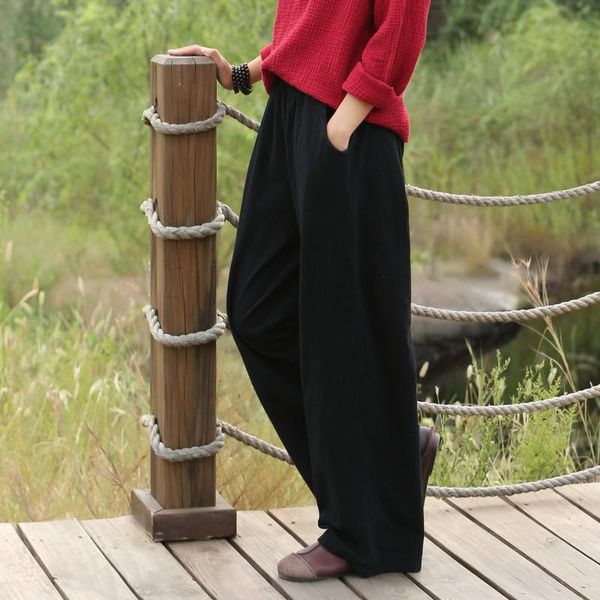 women's pants & capris arrival spring summer wide leg loose solid color elastic waist casual long trousers plus size pantalon, Black;white 
women's pants & capris arrival spring summer wide leg loose solid color elastic waist casual long trousers plus size pantalon, Black;white
