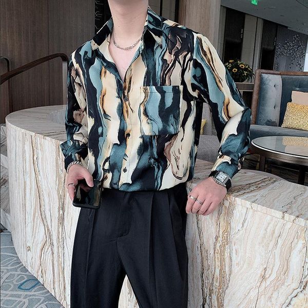 men's casual shirts european style autumn mens ruffian printed shirt italian luxury flower long-sleeved trend brand fashion for men, White;black
men's casual shirts european style autumn mens ruffian printed shirt italian luxury flower long-sleeved trend brand fashion for men, White;black
