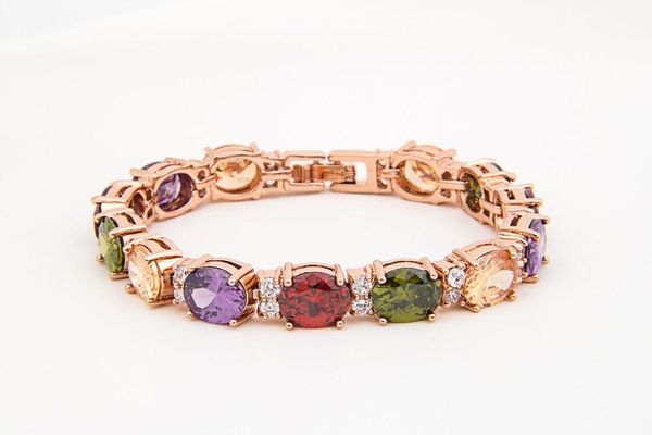 link, chain rongyawei rose gold color luxury multicolor cz stones cluster women bracelet jewelry wedding party gift, Black
link, chain rongyawei rose gold color luxury multicolor cz stones cluster women bracelet jewelry wedding party gift, Black
