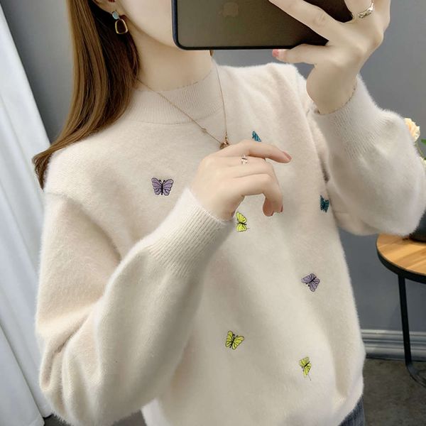 semi turtleneck women's autumn and winter clothes 2021 new foreign style loose sweater with thick backing, White;black
semi turtleneck women's autumn and winter clothes 2021 new foreign style loose sweater with thick backing, White;black