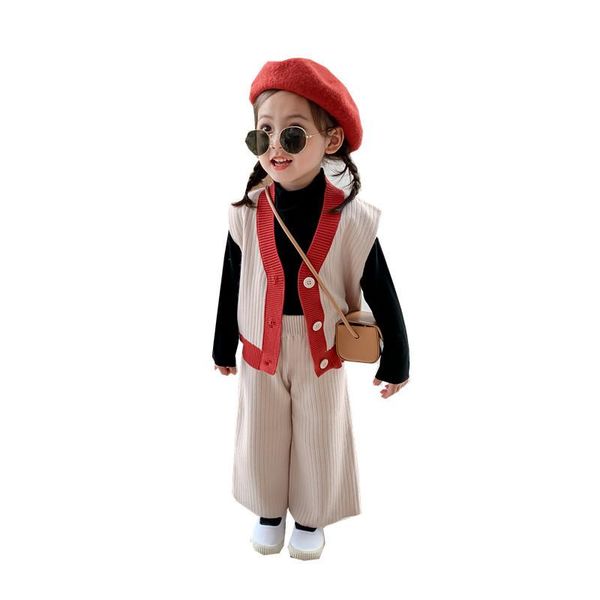 clothing sets 2021 sweet cute color patchwork vest cardigan girl's solid casual wide leg pants two piece set children's autumn suit, White
clothing sets 2021 sweet cute color patchwork vest cardigan girl's solid casual wide leg pants two piece set children's autumn suit, White