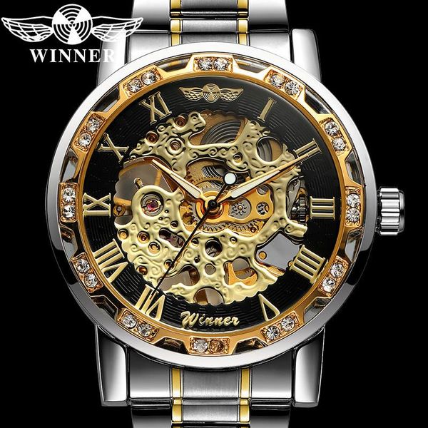 wristwatches winner hollow mechanical men wristwatch military sport male clock skeleton stainless steel man watch gift 8012, Slivery;brown 
wristwatches winner hollow mechanical men wristwatch military sport male clock skeleton stainless steel man watch gift 8012, Slivery;brown