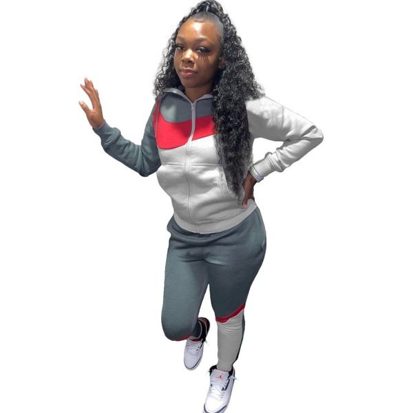 women's ensemble hoodie with zipper and 2-piece pants wear new winter clothes panelled streetwear sweatpants together nb3k, Gray
women's ensemble hoodie with zipper and 2-piece pants wear new winter clothes panelled streetwear sweatpants together nb3k, Gray