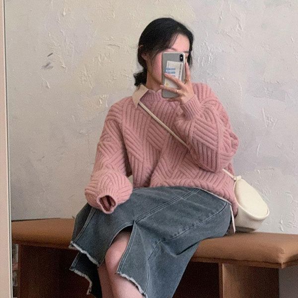 women's sweaters women 2021 knitted female round collar warm sweater jumpers solid color chic loose twisted pullovers w711, White;black
women's sweaters women 2021 knitted female round collar warm sweater jumpers solid color chic loose twisted pullovers w711, White;black