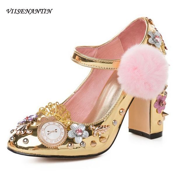 dress shoes mirrored patent leather round toe chunky heel shallow mouth rhinestones flowers metal decorative fur ball rivet mary jane, Black
dress shoes mirrored patent leather round toe chunky heel shallow mouth rhinestones flowers metal decorative fur ball rivet mary jane, Black