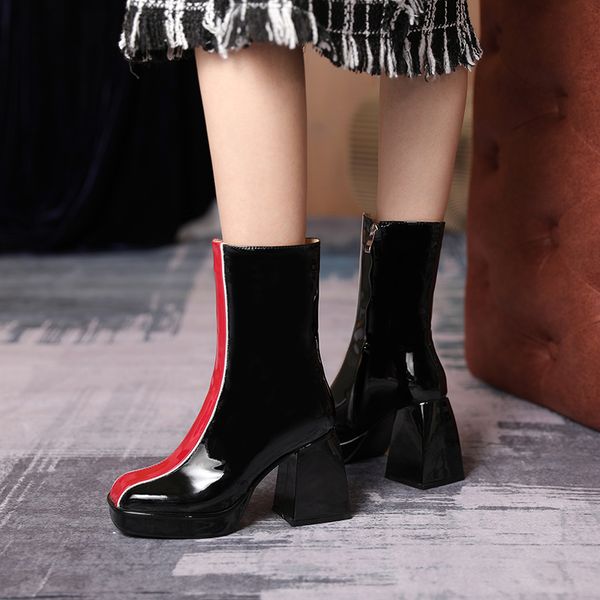 2021 Autumn Winter Fashion Women Mid-Calf Boots Genuine Leather Platform Thick Heels Pumps Newest Night Club Shoes Woman Heels, Black
2021 Autumn Winter Fashion Women Mid-Calf Boots Genuine Leather Platform Thick Heels Pumps Newest Night Club Shoes Woman Heels, Black