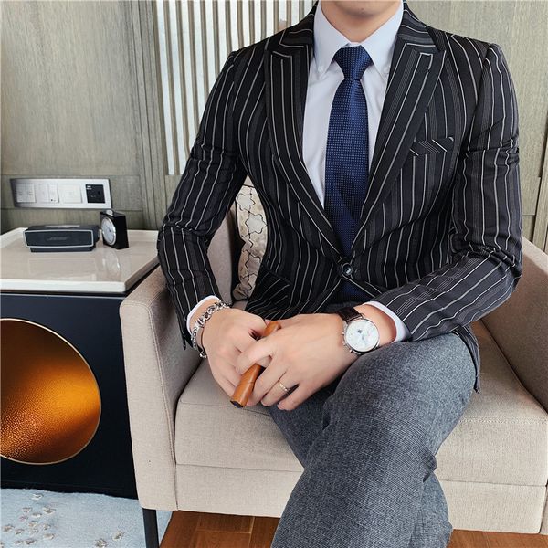 New British 2021 Style Thin Korean Fit Vertical Stripes Blazer Male Formal Long Sleeve Clothing Casual Black Jacket 54LB, White;black
New British 2021 Style Thin Korean Fit Vertical Stripes Blazer Male Formal Long Sleeve Clothing Casual Black Jacket 54LB, White;black