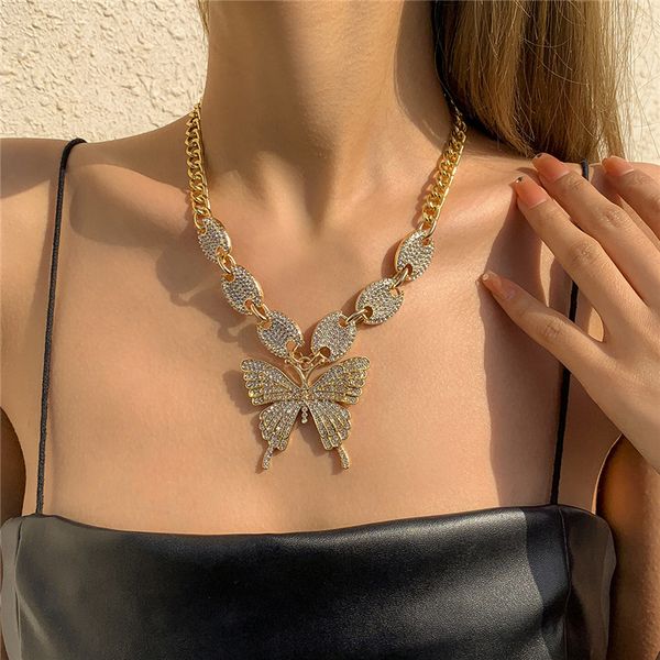 european retro large diamond butterfly pendant necklaces ethnic style hip hop gold clavicle chains women party dress single necklace jewelry, Silver
european retro large diamond butterfly pendant necklaces ethnic style hip hop gold clavicle chains women party dress single necklace jewelry, Silver