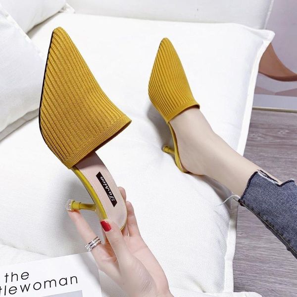 slippers 2021 elegant women mules sandal slip on pointed toe knitting slides thin heel closed slipper dress sheos, Black
slippers 2021 elegant women mules sandal slip on pointed toe knitting slides thin heel closed slipper dress sheos, Black