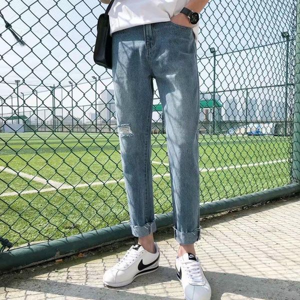 men's jeans spring autumn 2021 denim loose straight-leg trendy brand edge casual ripped pants long pencil, Blue
men's jeans spring autumn 2021 denim loose straight-leg trendy brand edge casual ripped pants long pencil, Blue