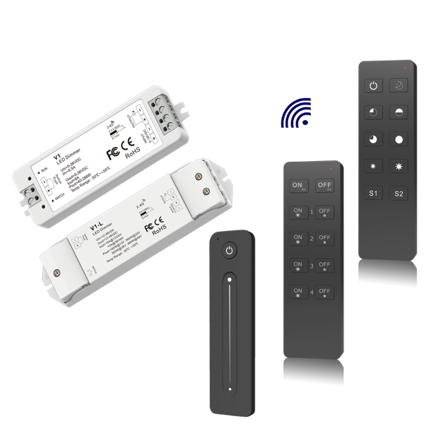 pwm cv dimmer controller single color rf 2.4ghz 5-36vdc 40w-360w led strip push/slide touch remote 1 4 zone 1 channel 8a 15a
pwm cv dimmer controller single color rf 2.4ghz 5-36vdc 40w-360w led strip push/slide touch remote 1 4 zone 1 channel 8a 15a