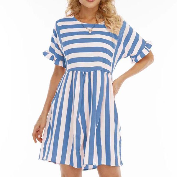 casual dresses 2021 women's personality products striped dress ruffle short sleeve round neck splicing pocket, Black;gray
casual dresses 2021 women's personality products striped dress ruffle short sleeve round neck splicing pocket, Black;gray
