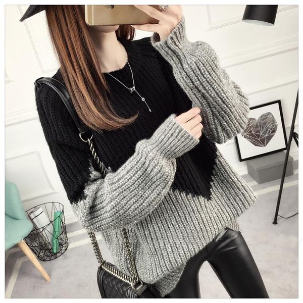 women's sweaters thicken coarse yarn sweater female spring model net red student large size loose base wear round neck women, White;black
women's sweaters thicken coarse yarn sweater female spring model net red student large size loose base wear round neck women, White;black