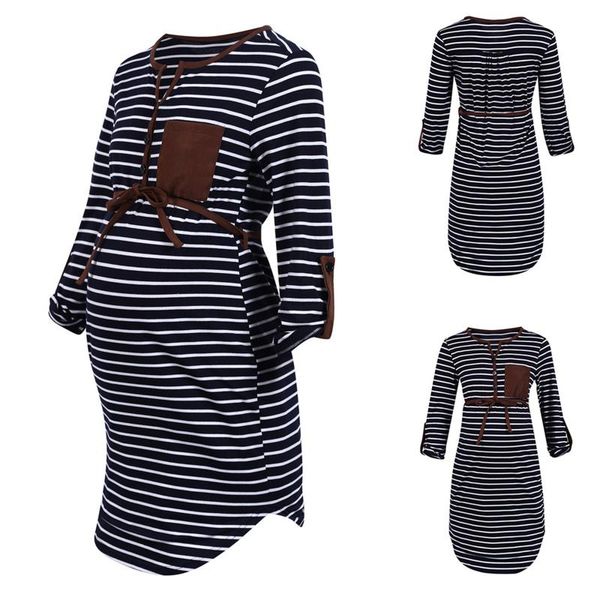 spring summer maternity dresses women pregnancy dress striped v-neck casual nursing breastfeeding robe femme, White
spring summer maternity dresses women pregnancy dress striped v-neck casual nursing breastfeeding robe femme, White
