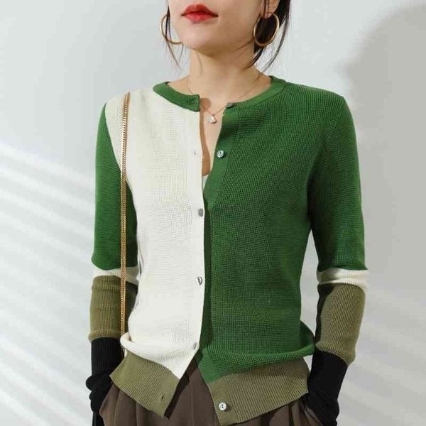 contrast color knitted cardigan women's 2021 spring and autumn new personalized foreign style sweater with temperament literary jacket, Black
contrast color knitted cardigan women's 2021 spring and autumn new personalized foreign style sweater with temperament literary jacket, Black