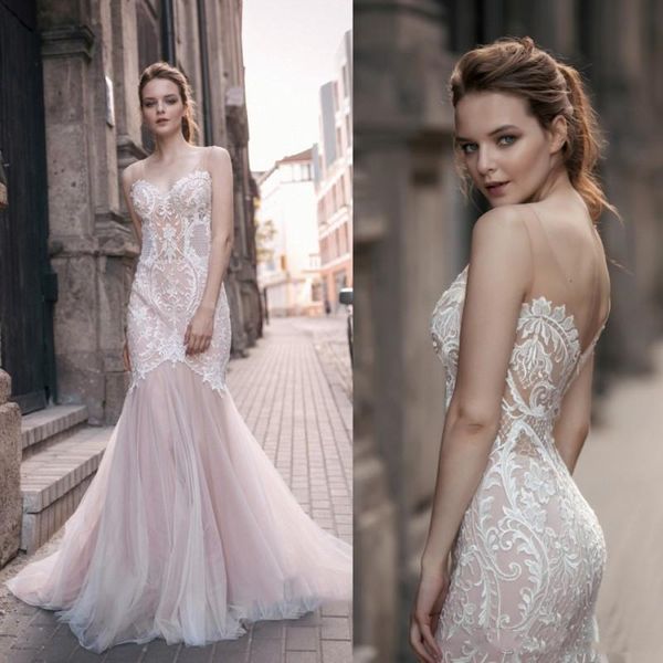 gorgeous blush pink lace wedding dresses mermaid lace applique illusion straps 2021 bridal gowns sweep train outdoor wedding reception dress, White
gorgeous blush pink lace wedding dresses mermaid lace applique illusion straps 2021 bridal gowns sweep train outdoor wedding reception dress, White
