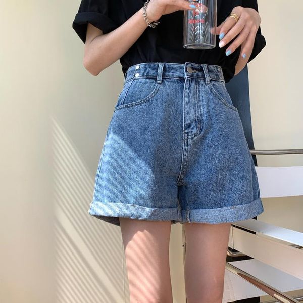 women's jeans high-waisted denim shorts solid casual cotton summer 2021 wide-leg vintage women 812i, Blue
women's jeans high-waisted denim shorts solid casual cotton summer 2021 wide-leg vintage women 812i, Blue