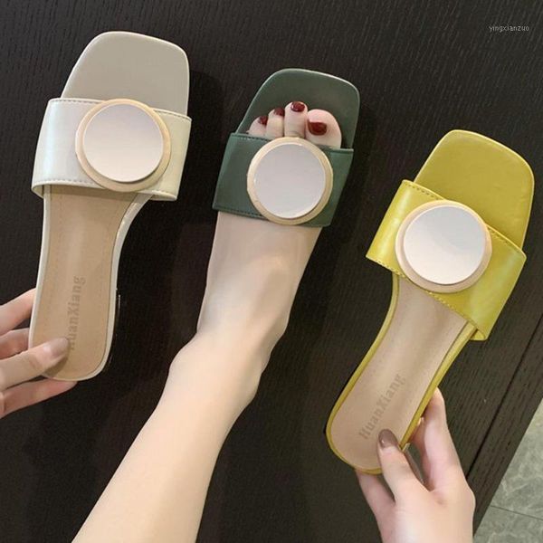slippers summer women shoes woman female slides metal square med heels patent leather beach 20211, Black
slippers summer women shoes woman female slides metal square med heels patent leather beach 20211, Black