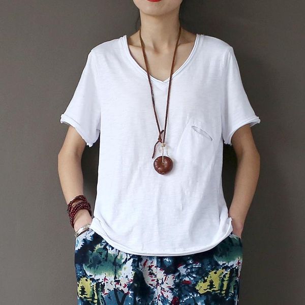 2021 summer cotton white shirts short sleeve v-neck pocket female soft t-shirt drop shipping good quality
2021 summer cotton white shirts short sleeve v-neck pocket female soft t-shirt drop shipping good quality