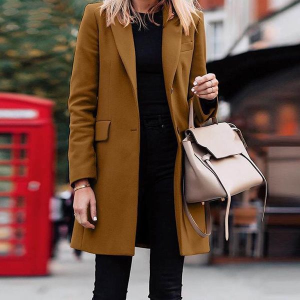 women's wool & blends fashion single button women outerwear elegant lapel collar suit coats autumn winter simple long sleeve solid bla, Black
women's wool & blends fashion single button women outerwear elegant lapel collar suit coats autumn winter simple long sleeve solid bla, Black