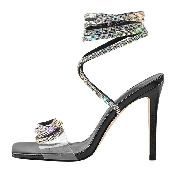 sandals richealnana women's crystal bow pvc strap square open toe lace-up slingback high thin heels ankle-wrap female summer shoes, Black
sandals richealnana women's crystal bow pvc strap square open toe lace-up slingback high thin heels ankle-wrap female summer shoes, Black