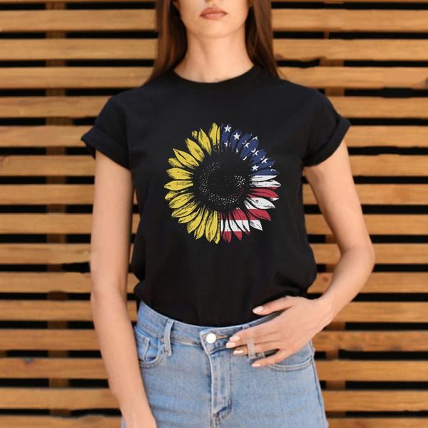 women's t-shirt fashion summer cotton american flag sunflower graphic print loose ladies instagram-style independenc, White
women's t-shirt fashion summer cotton american flag sunflower graphic print loose ladies instagram-style independenc, White